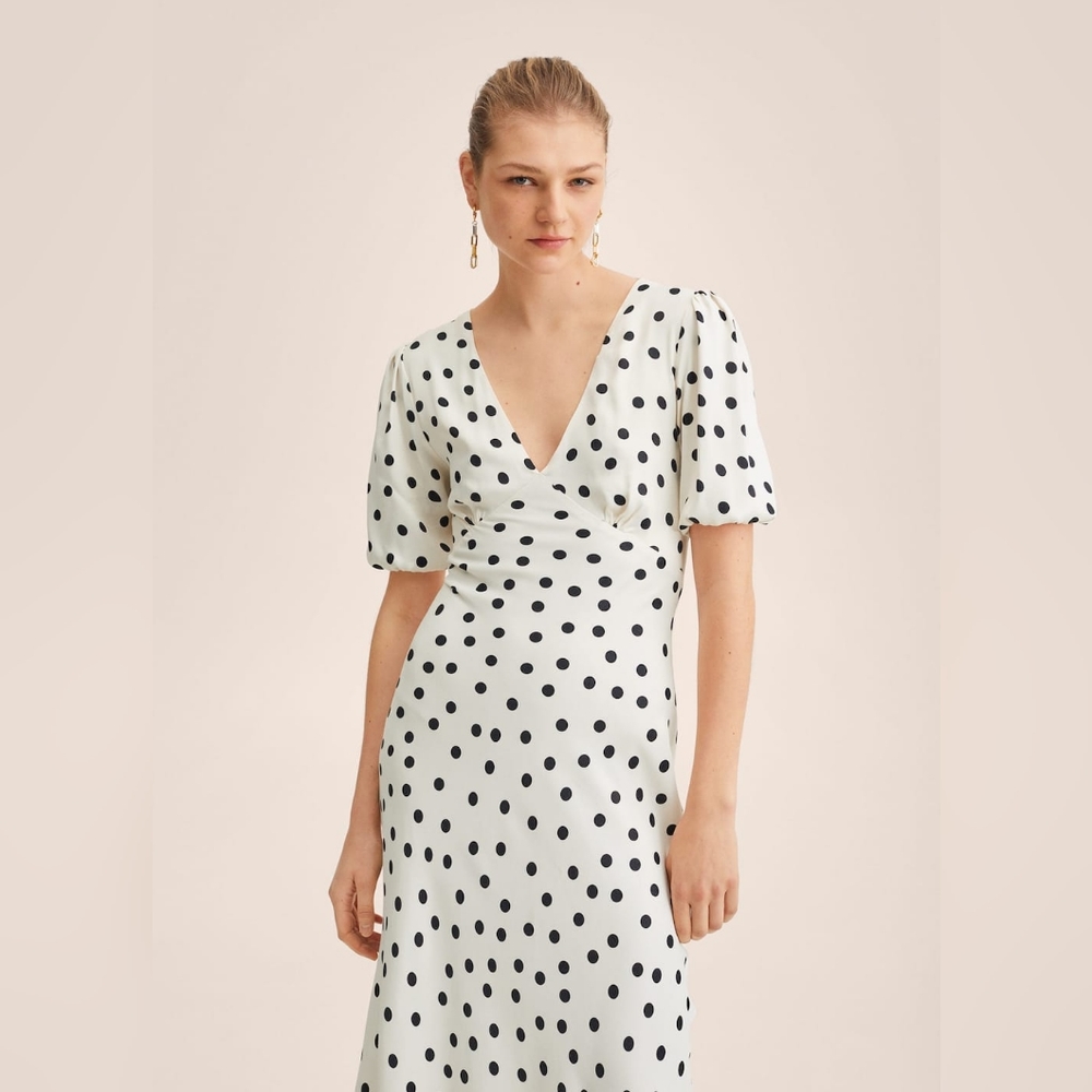 Mango Polka Dot Satin Finish Dress